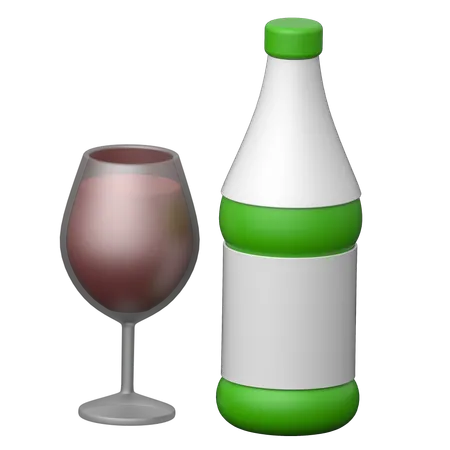 Vino y copa  3D Icon