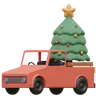 vintage truck and christmas tree
