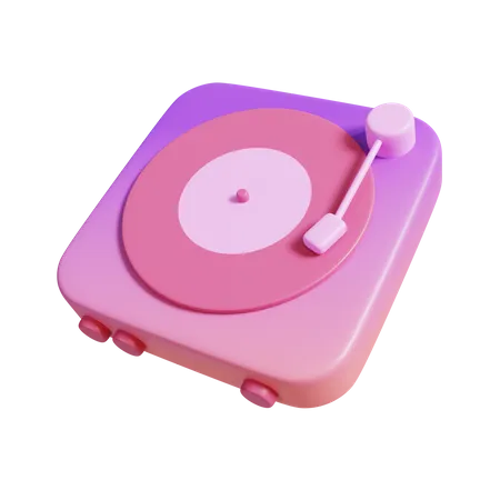 Vintage Turntable Record Player  3D Illustration