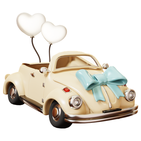 Vintage Wedding Car  3D Icon