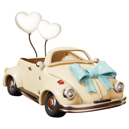 Vintage Wedding Car  3D Icon