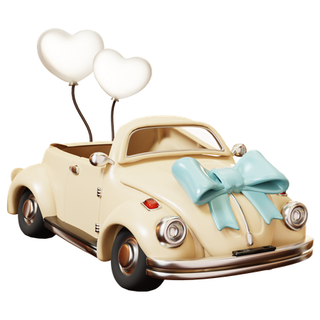 Vintage Wedding Car  3D Icon