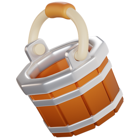 Vintage Wooden Bucket  3D Icon