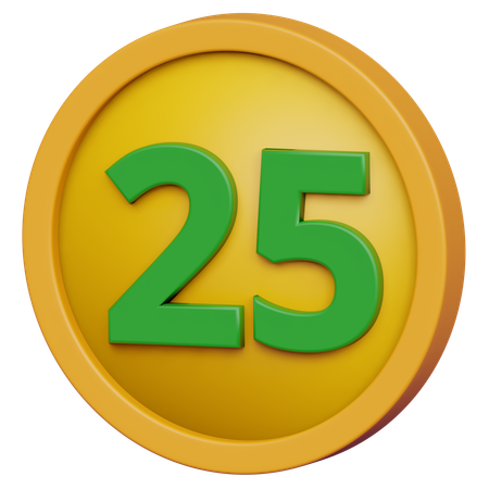 Vinte e cinco moedas  3D Icon