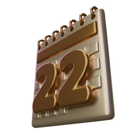 Calendário vinte e dois  3D Icon