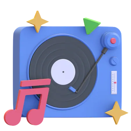 Vinyl Music Player Box Icon With Music Note Symbol Entertainment 3 D Render Illustration 3D Illustration