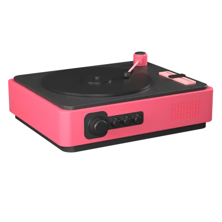 3 D Rendering Of A Retro Vynil Record Player Illustration 3D Icon