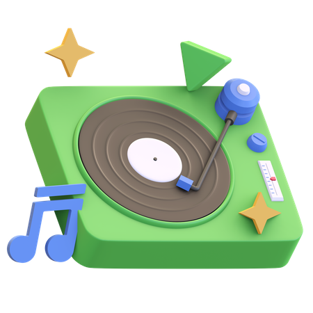 Vinyl music player box 3D Illustration