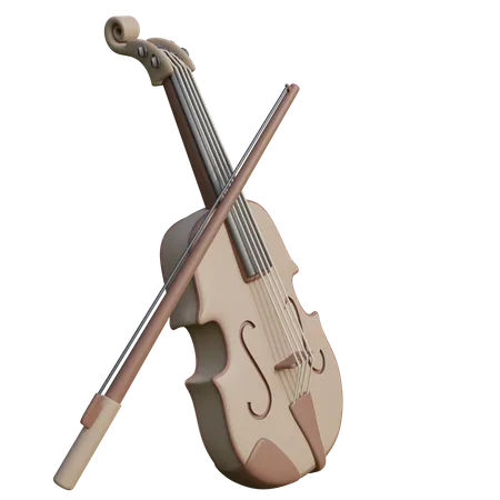 Violin 3 D Illustration Education With Transparent Background 3D Icon