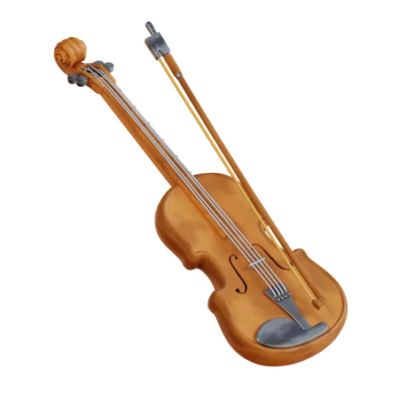 This Asset Features A Violin And Bow Against A Black Background It Is Perfect For Designs Related To Music Classical Instruments Or Artistic Themes 3D Icon