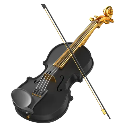 3 D Illustration Of A Black And Gold Violin 3D Icon