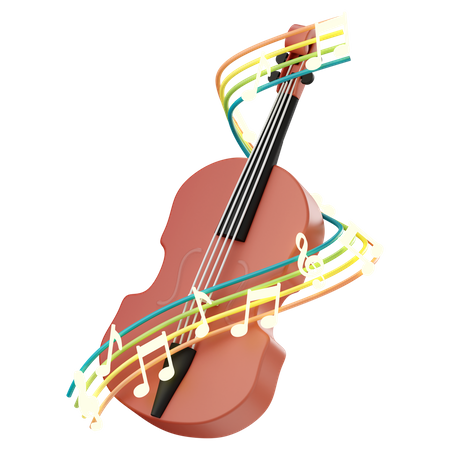 Violín con notas musicales  3D Icon