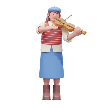 Violin Playing In Harmony  3D Illustration