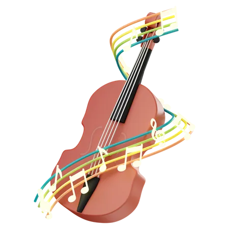 Violin with music notes  3D Icon