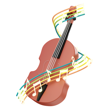 Violin with music notes  3D Icon