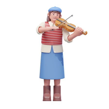 Violino tocando em harmonia  3D Illustration