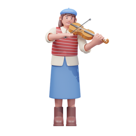 Violon jouant en harmonie  3D Illustration