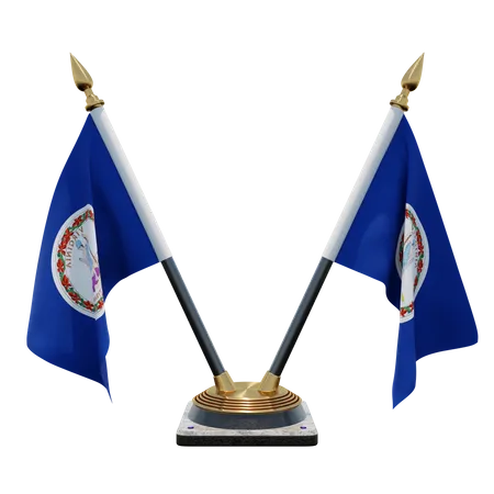 Virginia Double Desk Flag Stand  3D Flag