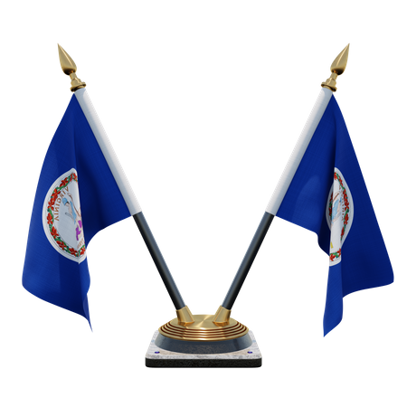 Virginia Double Desk Flag Stand  3D Illustration