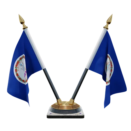 Virginia Double (V) Desk Flag Stand  3D Icon