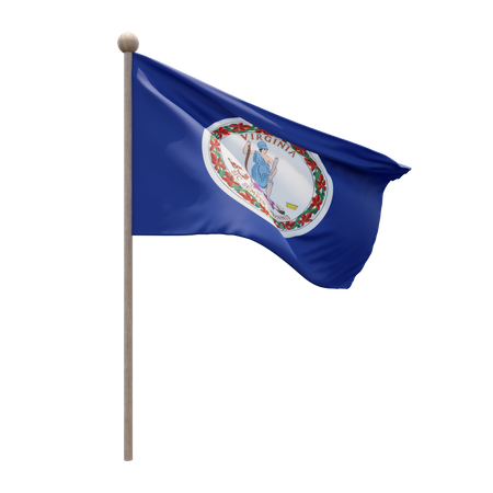 Virginia Flag Pole  3D Flag