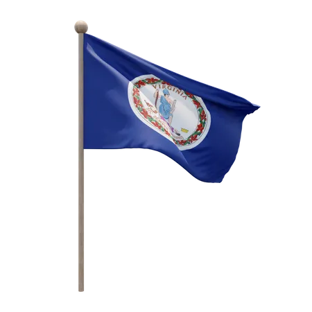 Virginia Flag Pole  3D Flag