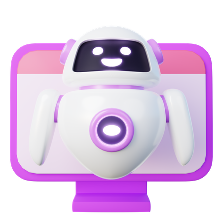 Virtual Assistant Robot on PC  3D Icon