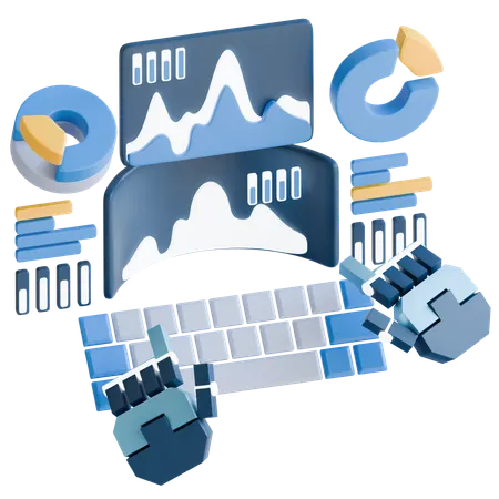 Virtual Business Management  3D Icon