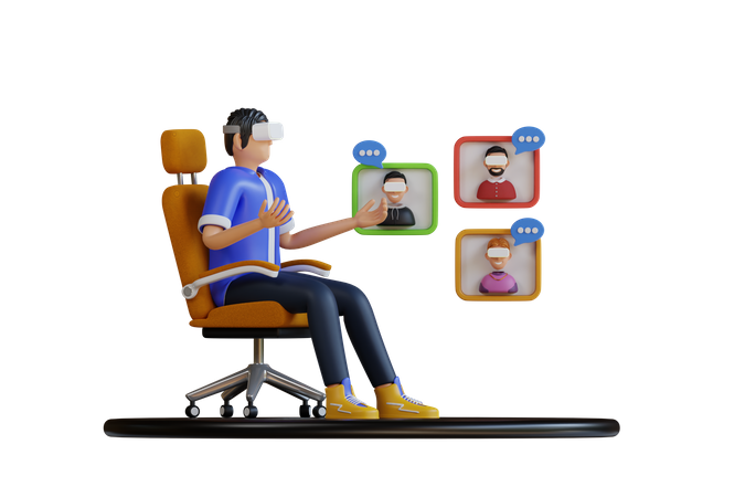 Virtual Business meeting  3D Illustration