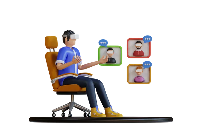 Virtual Business meeting  3D Illustration