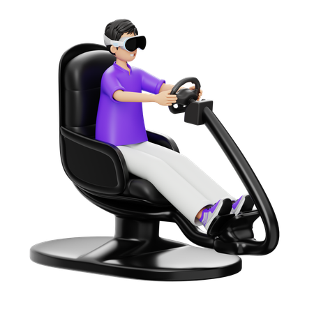 Virtual Car Driving  3D Illustration