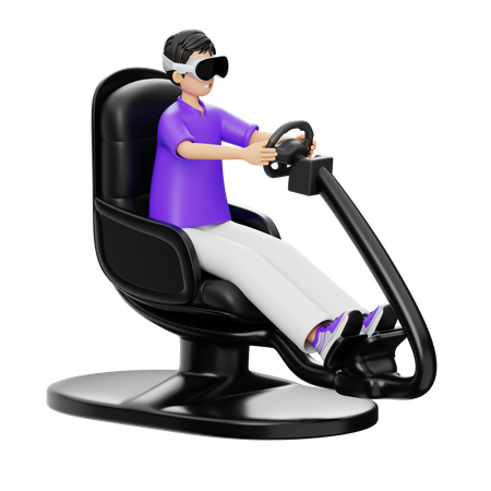 Virtual Car Driving  3D Illustration