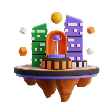 Virtual city  3D Icon