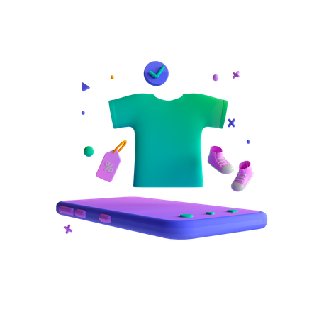 Virtual Clothing shopping  3D Illustration