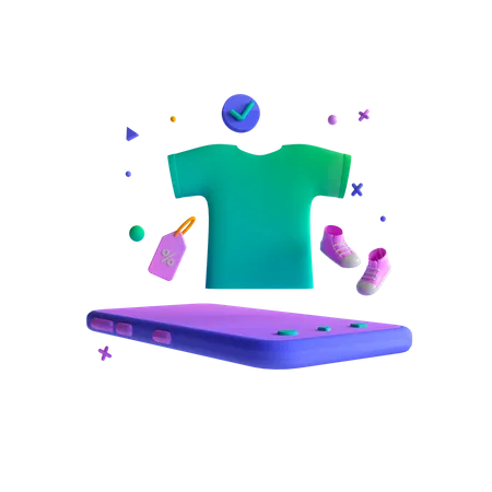 Virtual Clothing shopping  3D Illustration