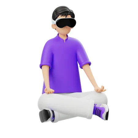Virtual Meditation Practice  3D Illustration