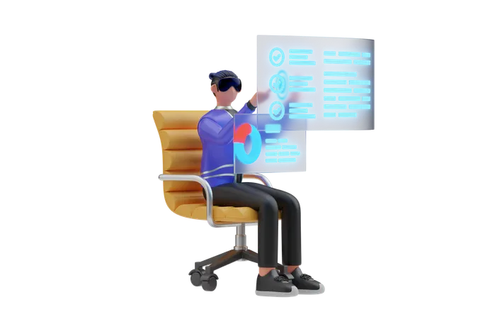 Virtual Office  3D Illustration