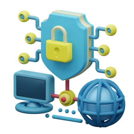 3 D Model Illustration Of Virtual Privacy Network In Internet 3D Icon