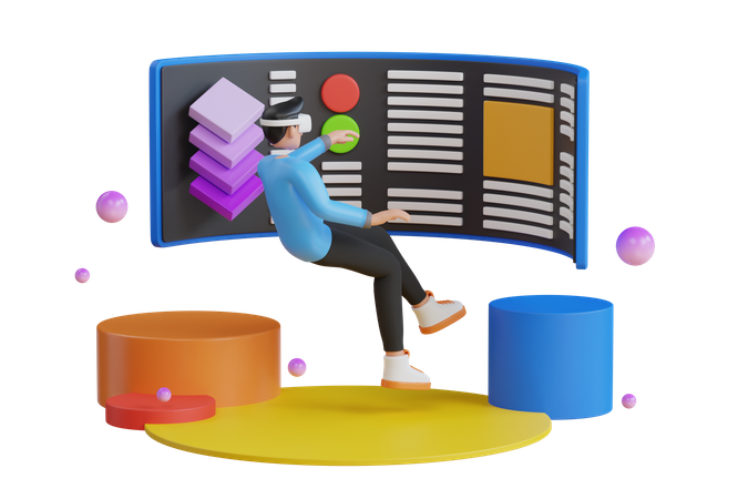 Virtual reality development process  3D Icon