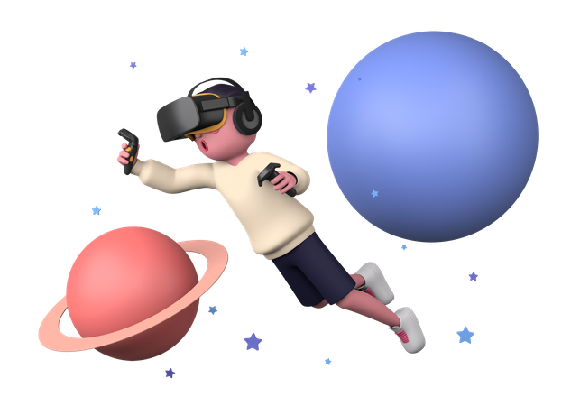 Virtual Reality experience  3D Illustration