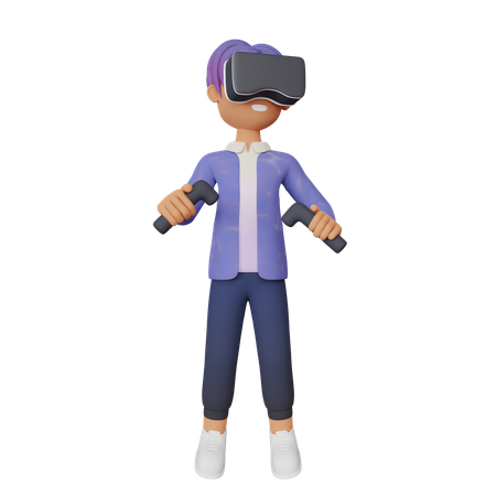 Virtual Reality gamer  3D Illustration