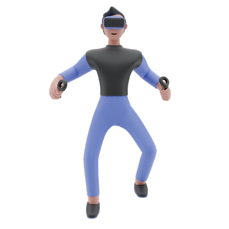 Virtual Reality Gamer  3D Illustration