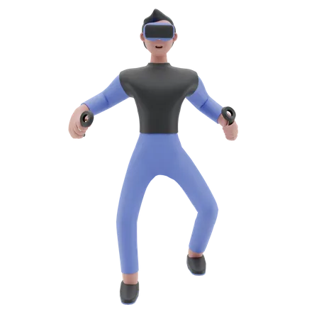 Virtual Reality Gamer  3D Illustration