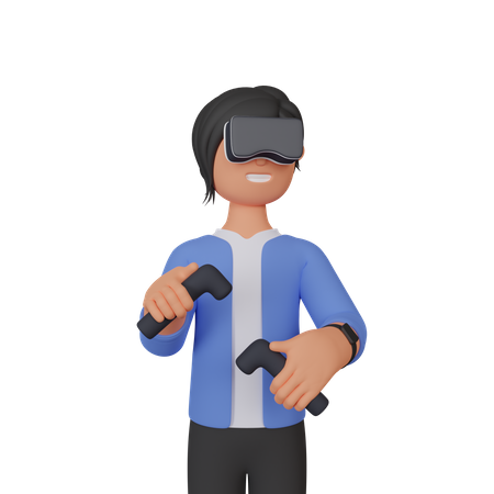 Virtual Reality gamer  3D Illustration