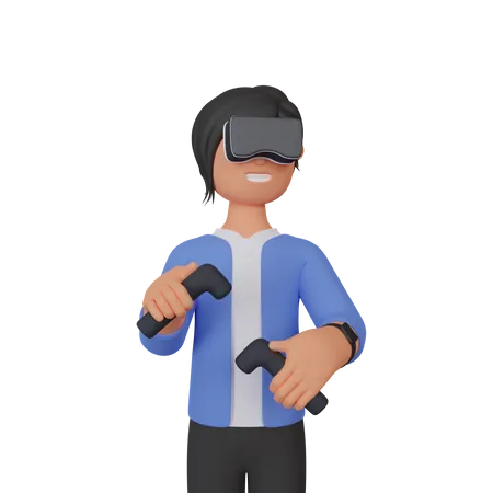 Virtual Reality gamer  3D Illustration