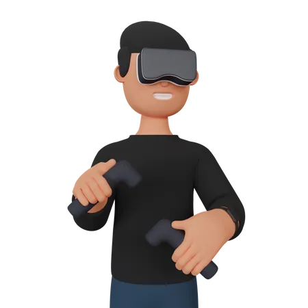 Virtual Reality gamer  3D Illustration