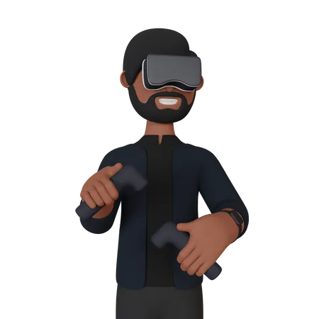 Virtual Reality gamer 3D Illustration