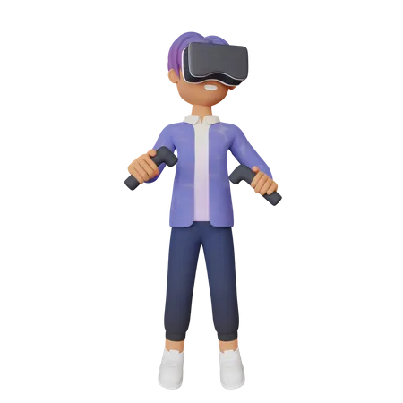 Virtual Reality gamer  3D Illustration