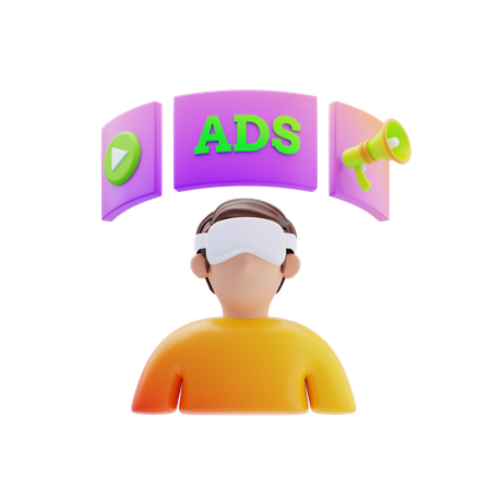 가상현실(VR) 광고  3D Icon