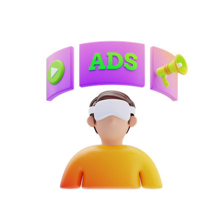 Virtual Reality (VR) Ads  3D Icon